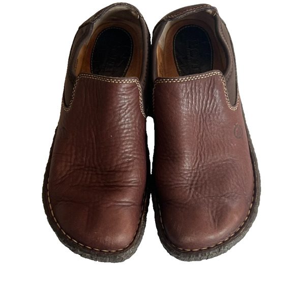 Born Shoes Womens 36.5 6 M Fine Tree Slip On Chelsea Loafer W6810 Brown Leather - Picture 1 of 13